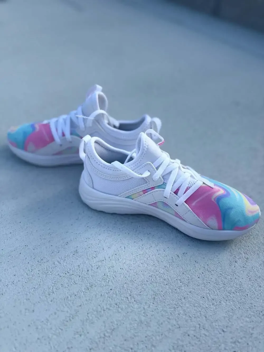 Puma Softride Sophia Swirl White Island Paradise Pink Glimmer Running Shoes Snea